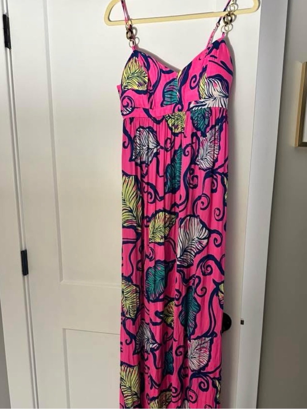 Lilly Pulitzer - Pink Tropical Leaf Maxi Dress
